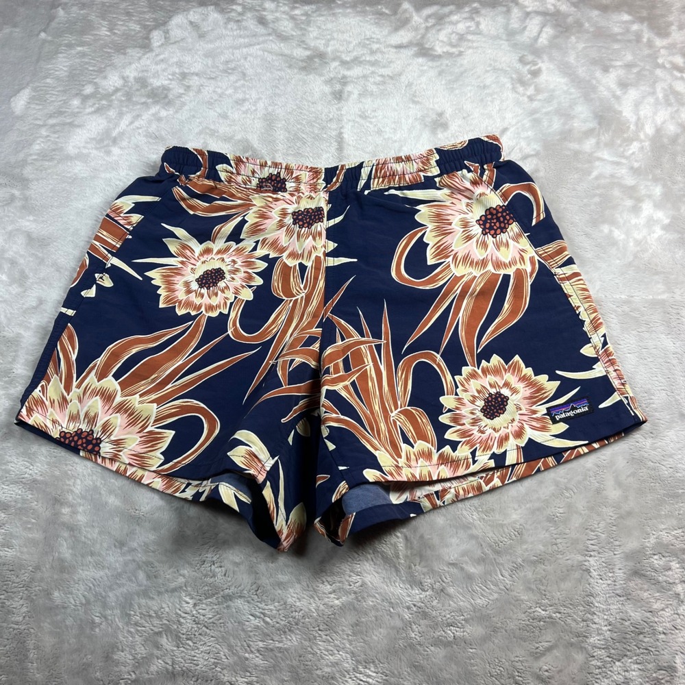 Patagonia Women's Small Baggies Shorts Blue Floral Print 57058‎ SP18